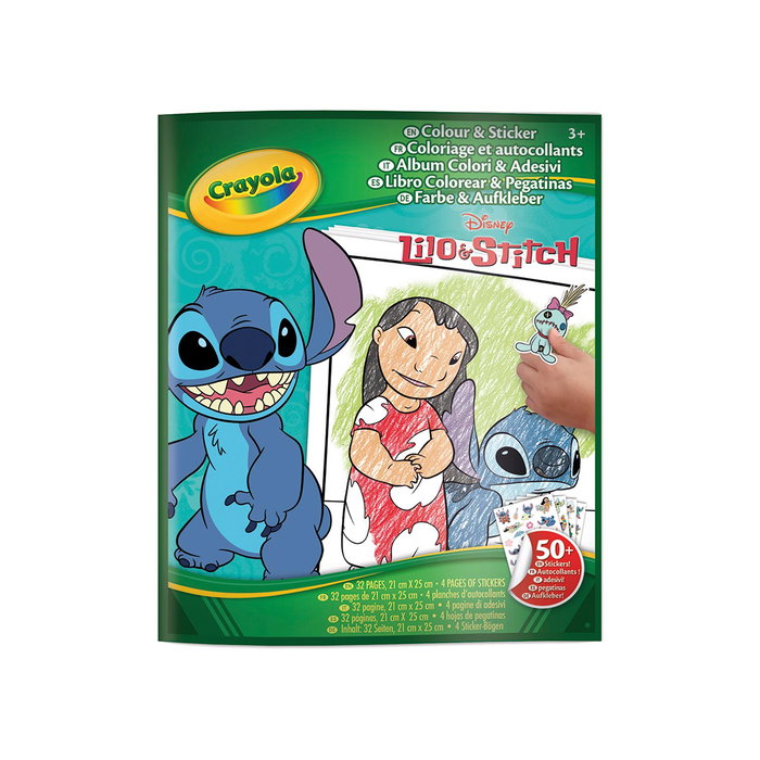 Crayola - Livre de Coloriage et Stickers Disney Lilo et Stitch (32 pages + 4 planches d'autocollants) - Album en Espagnol - Réf. 04-0900