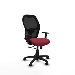Chaise Alocén Synchrone/Traslack tissu Bordeaux Maille Noir Structure polyamide noire Accoudoir 1D Sans appui-tête Roulettes en nylon 50 mm