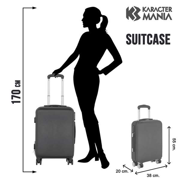 Karactermania Maleta cabina MIÉRCOLES ABS 4R Unifor, Valise cabine rigide 4 roues ABS Noir, Cierre TS Lock, 55x38x20 cm