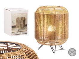 GIFTDECOR Lampe de Table Cylindre Trépied Corde Noir-Marron