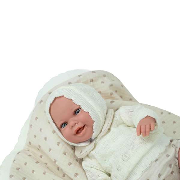 Muñecas Arias - Poupée Elegance 35 cm, bébé beige avec couverture (poupée lestée), jouet sensoriel, pour enfants à partir de 3 ans