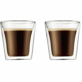 Bodum - Set de 2 Verres à Double Paroi Canteen 0.1 L - Transparent - Verre Borosilicate pour Boissons Chaudes et Froides