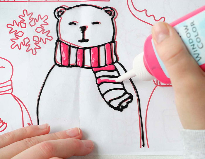 Kreul Kit de peinture pour fenêtres Hello Winter avec pochoirs et paillettes