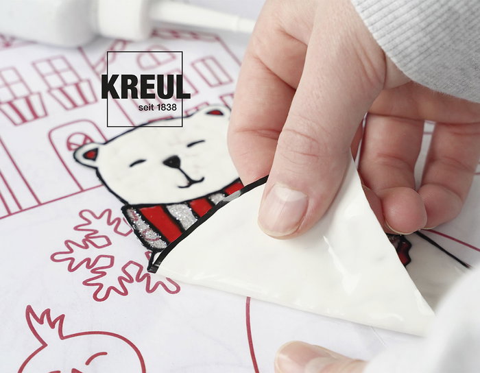 Kreul Kit de peinture pour fenêtres Hello Winter avec pochoirs et paillettes