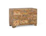 GINER Y COLOMER Commode en bois de manguier massif avec 10 tiroirs de différentes tailles et décoration de fleurs peintes à la main - Couleur naturel