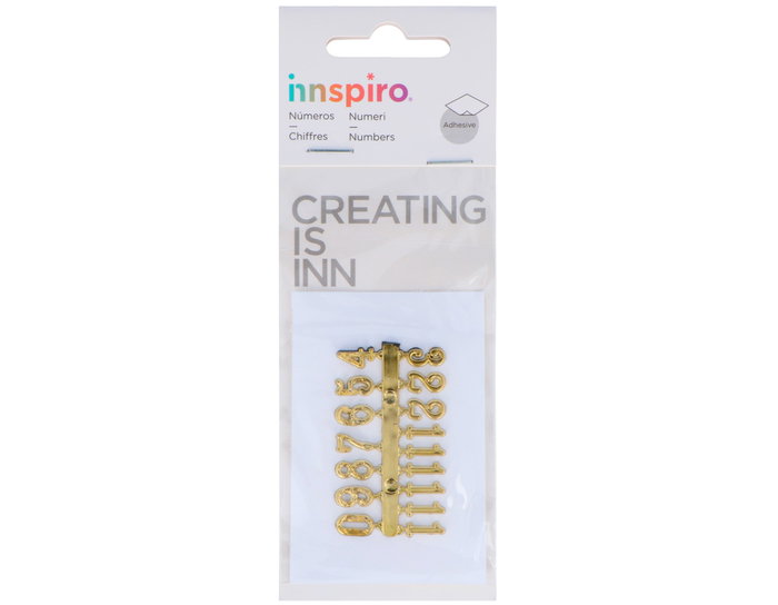 Innspiro Chiffres Arabes Autoadhésifs en Plastique Doré 10mm Innspiro Chiffres Arabes Autoadhésifs en Plastique Doré 10mm
