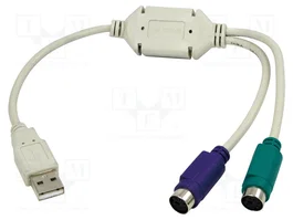 LOGILINK Adaptateur USB 1.1 vers 2 socles PS/2, blanc