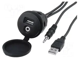 PER.PIC. Adaptateur USB/AUX Jack 3,5mm 4 Broches et Socle USB A, 2m