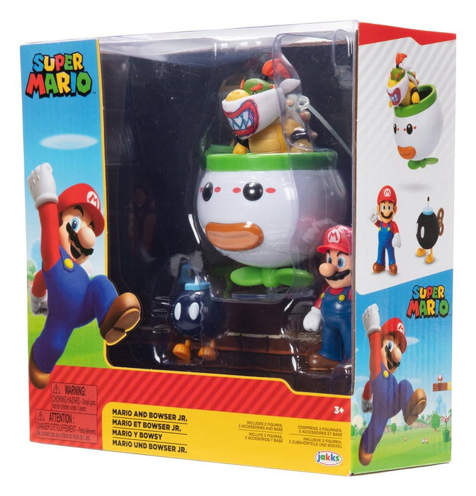 Jakks Pacific World of Nintendo Pack de 2 figurines Mario et Bowser Jr. Clown Car 6 cm