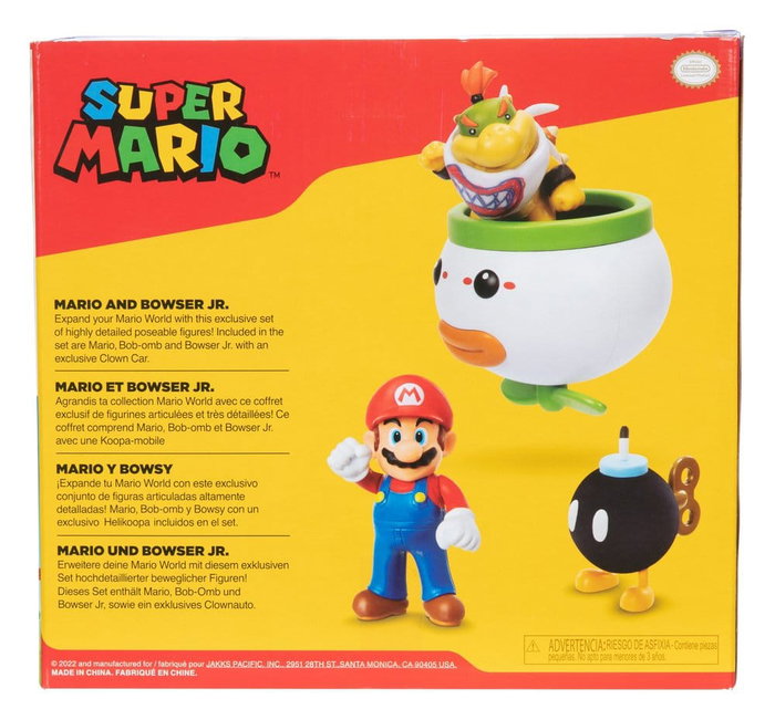 Jakks Pacific World of Nintendo Pack de 2 figurines Mario et Bowser Jr. Clown Car 6 cm