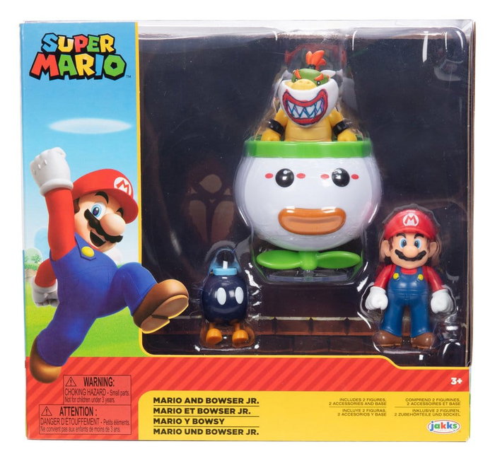 Jakks Pacific World of Nintendo Pack de 2 figurines Mario et Bowser Jr. Clown Car 6 cm