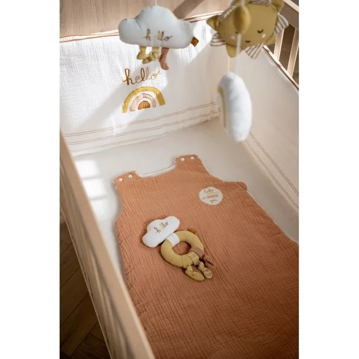Sauthon SUNLIGHT Mobile Musical Bébé avec Mélodie Douce, Soleil et Nuage, Éléments Lavables - Mobile Décoratif pour Chambre