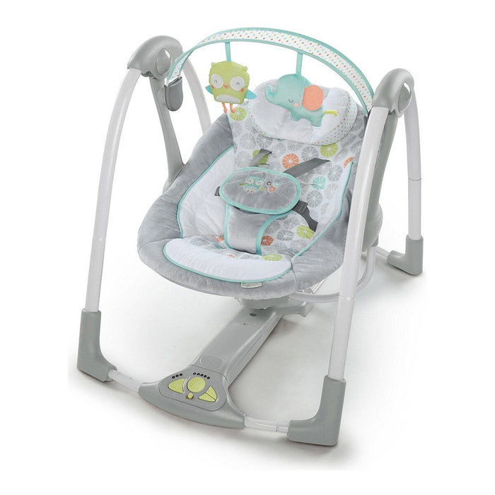 Ingenuity Balancelle électrique pliable Swing and Go Hugs & Hoots - Blanc et gris Ingenuity Balancelle électrique pliable Swing and Go Hugs & Hoots - Blanc et gris