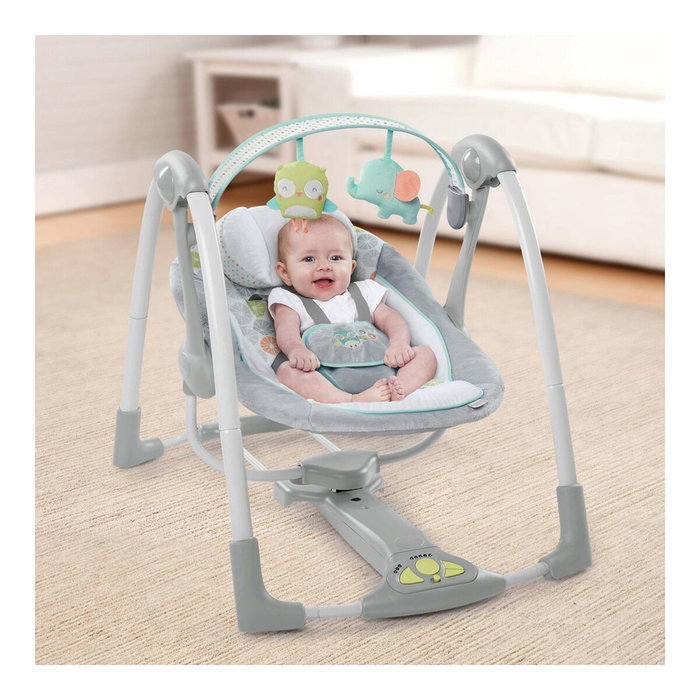 Ingenuity Balancelle électrique pliable Swing and Go Hugs & Hoots - Blanc et gris Ingenuity Balancelle électrique pliable Swing and Go Hugs & Hoots - Blanc et gris