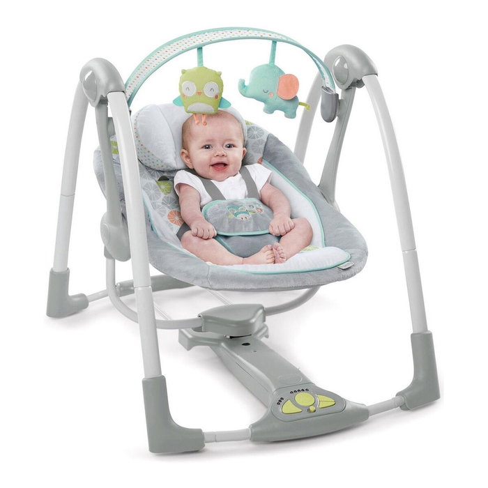 Ingenuity Balancelle électrique pliable Swing and Go Hugs & Hoots - Blanc et gris Ingenuity Balancelle électrique pliable Swing and Go Hugs & Hoots - Blanc et gris