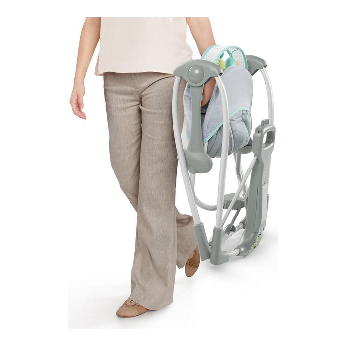 Ingenuity Balancelle électrique pliable Swing and Go Hugs & Hoots - Blanc et gris Ingenuity Balancelle électrique pliable Swing and Go Hugs & Hoots - Blanc et gris