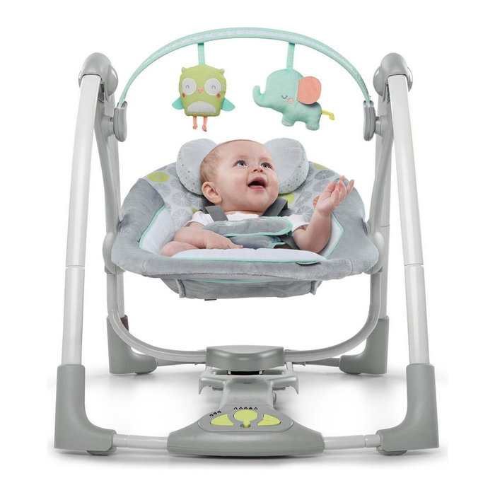 Ingenuity Balancelle électrique pliable Swing and Go Hugs & Hoots - Blanc et gris Ingenuity Balancelle électrique pliable Swing and Go Hugs & Hoots - Blanc et gris
