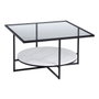 BigBuy Home Table Basse Blanc Noir Verre Marbre Fer 80 x 80 x 46,5 cm
