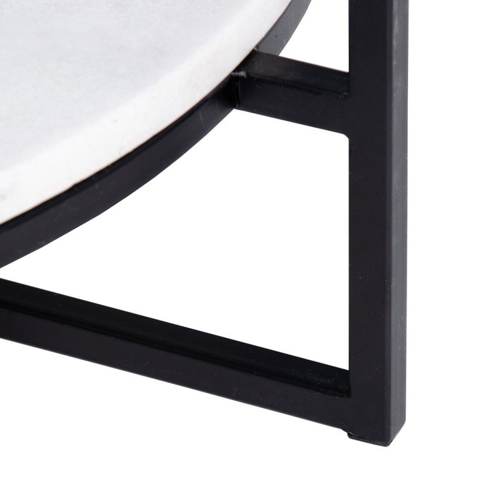 BigBuy Home Table Basse Blanc Noir Verre Marbre Fer 80 x 80 x 46,5 cm