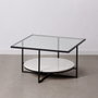 BigBuy Home Table Basse Blanc Noir Verre Marbre Fer 80 x 80 x 46,5 cm