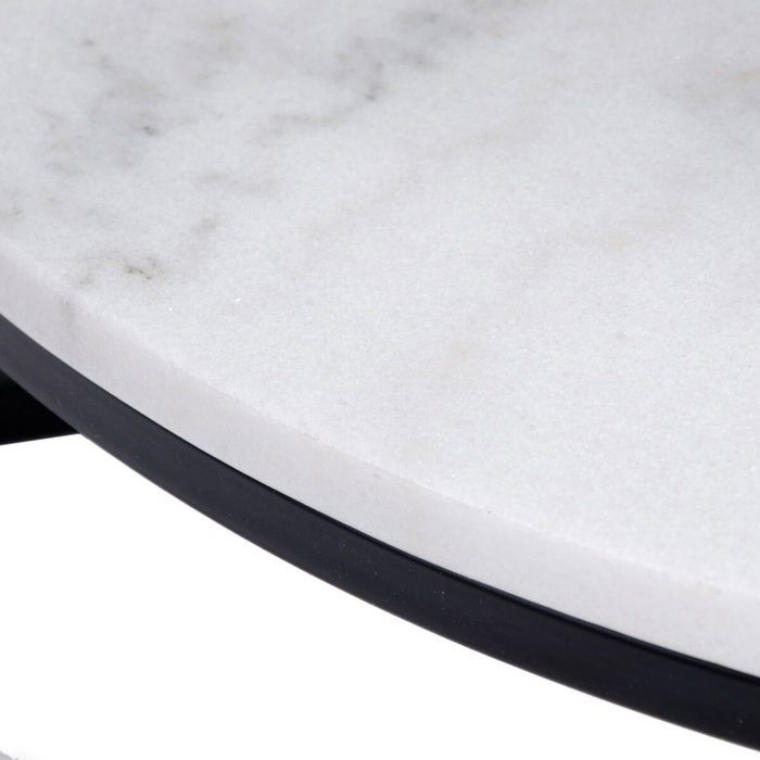 BigBuy Home Table Basse Blanc Noir Verre Marbre Fer 80 x 80 x 46,5 cm