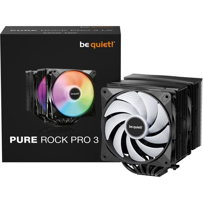 BE QUIET! Pure Rock Pro 3 LX - Ventirad CPU - Refroidissement Haute Performance - 6 Caloducs - 2 Ventilateurs Light Wings LX 120 mm PWM ARGB - Compatible Pâte Métal Liquide