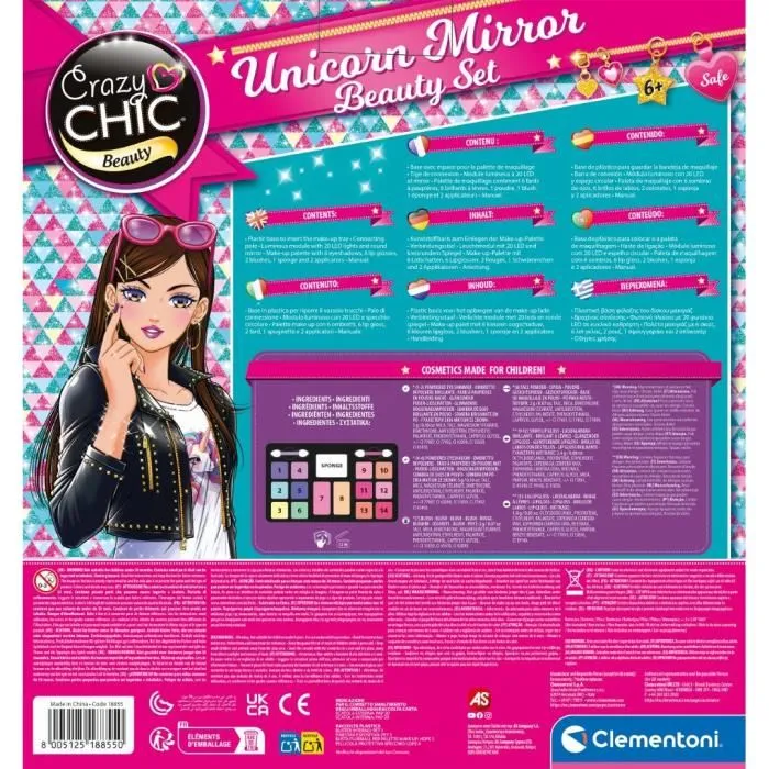 Clementoni Miroir de Maquillage Licorne avec Anneau Lumineux, Palette de Maquillage et Compartiments de Rangement pour Accessoires - Fille dès 7 Ans Clementoni Miroir de Maquillage Licorne avec Anneau Lumineux, Palette de Maquillage et Compartiments de Rangement pour Accessoires - Fille dès 7 Ans