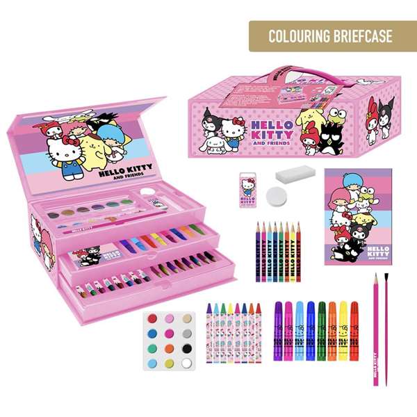 Cerdá - Coffret de papeterie à colorier Maletín Hello Kitty (26 x 10 x 13 cm) - Jeu créatif pour enfants dès 3 ans