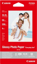 Canon Papier Photo Brillant Usage Quotidien 10x15 cm 50 Feuilles pour Imprimante Jet d'Encre