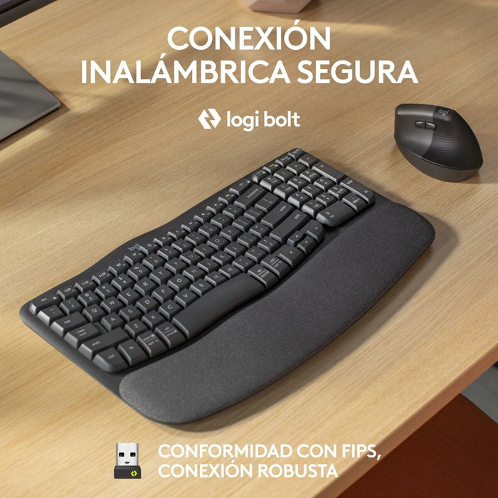 clavier et souris Logitech Graphite Acier Espagnol Qwerty