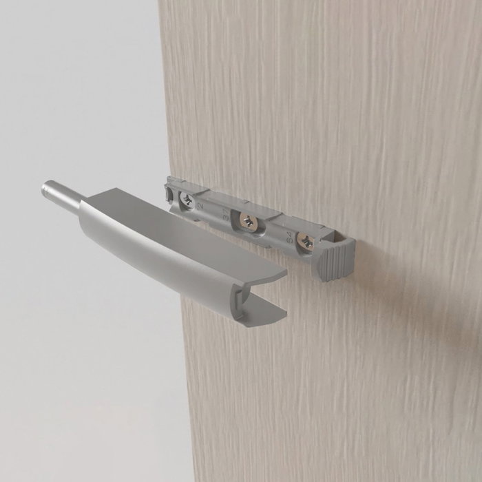 Emuca Lot de 10 serrures de porte à visser dans le meuble avec réglage Push Lite, longueur 80mm, Amortisseur, Plastique, Gris