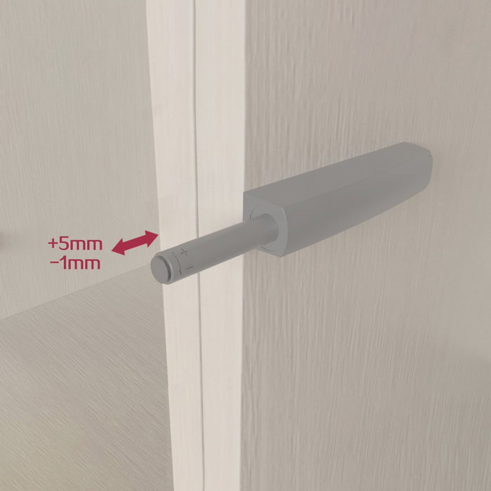 Emuca Lot de 10 serrures de porte à visser dans le meuble avec réglage Push Lite, longueur 80mm, Amortisseur, Plastique, Gris