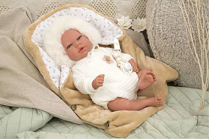 Muñecas Arias Reborn Alejandra - Poupée réaliste avec poids de 40 cm, inclut tétine - Version espagnole