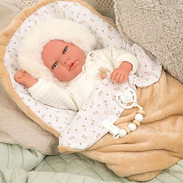 Muñecas Arias Reborn Alejandra - Poupée réaliste avec poids de 40 cm, inclut tétine - Version espagnole