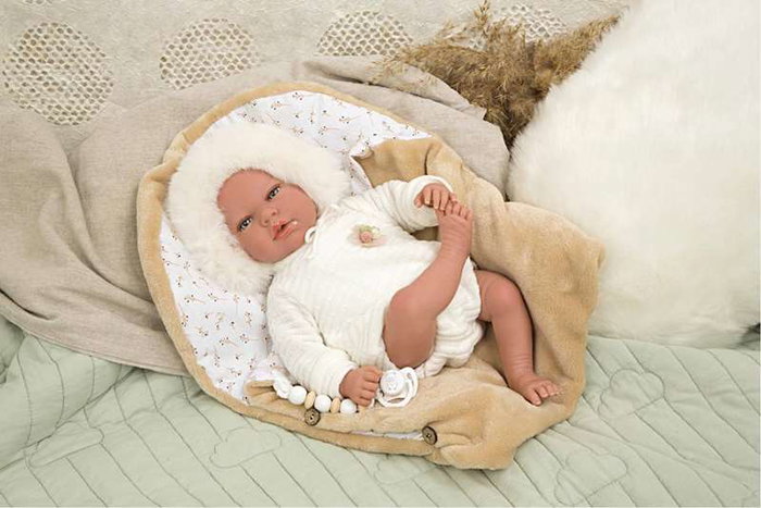 Muñecas Arias Reborn Alejandra - Poupée réaliste avec poids de 40 cm, inclut tétine - Version espagnole