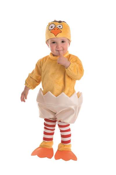 Creaciones Llopis Déguisement bébé poussin en coquille avec vêtement, bonnet, cache-pieds et chaussettes - Taille 1 à 2 ans