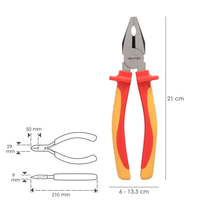WOLFPACK LINEA PROFESIONAL Pince universelle isolée 1000V 225mm
