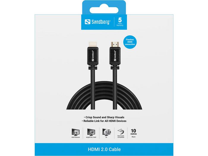 Sandberg Câble HDMI 2.0 Ultra High Speed, 10 m, Support 4K UHD et eARC