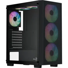 Aerocool B509A Flow Boîtier PC Moyen Tour ATX Noir avec Panneau en Verre Trempé et Ventilateurs A-RGB, Sans Alimentation, Réf. ACCM-BD02063.11