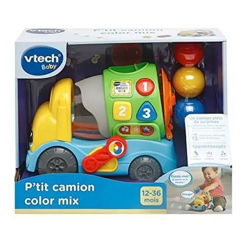 VTECH BABY - P'tit Camion Color Mix - Véhicule interactif parlant avec reconnaissance des couleurs et lumières - Jouet d'éveil pour enfants dès 18 mois