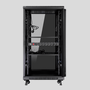 Phasak PHO 6637 Armoire Rack 19 Pouces 37U 600x600 mm Acier - Noir RAL 9004 avec Ventilateurs 120 mm, Bandeja, Réglette
