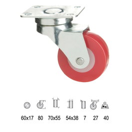WOLFPACK LINEA PROFESIONAL Roue polyuréthane avec platine 60 mm