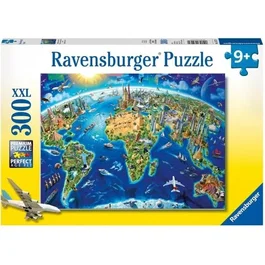 Ravensburger Puzzle Carte des monuments du monde 300 pièces XXL - Puzzle éducatif 49 x 36 cm - Pour enfant à partir de 9 ans - Fabriqué en Europe