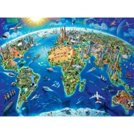 Ravensburger Puzzle Carte des monuments du monde 300 pièces XXL - Puzzle éducatif 49 x 36 cm - Pour enfant à partir de 9 ans - Fabriqué en Europe