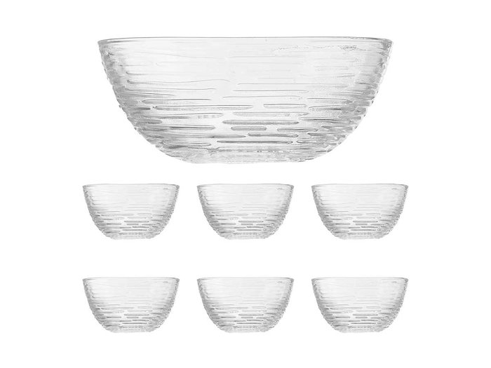 Vivalto Set de 7 pièces Rayas 1 grand bol et 6 petits bols en verre transparent 54 x 22 x 9 cm (Set de 4)