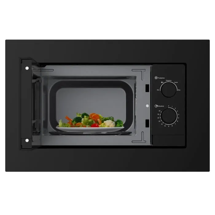 Continental Edison CEMO20EBM2 - Micro-ondes encastrable 20L - 1280W - Noir - Dimensions (LxHxP) : 59.5x38.5x35.3 cm - Plateau tournant 25.5 cm