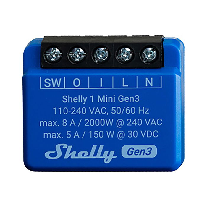Prise Intelligente Shelly MINI 1 GEN3 RELE WiFi BT Bluetooth Wi-Fi Bluetooth 4.2