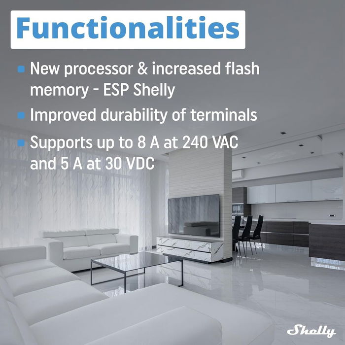 Prise Intelligente Shelly MINI 1 GEN3 RELE WiFi BT Bluetooth Wi-Fi Bluetooth 4.2