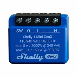 Prise Intelligente Shelly MINI 1 GEN3 RELE WiFi BT Bluetooth Wi-Fi Bluetooth 4.2