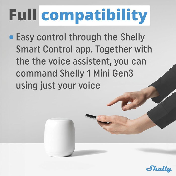 Prise Intelligente Shelly MINI 1 GEN3 RELE WiFi BT Bluetooth Wi-Fi Bluetooth 4.2